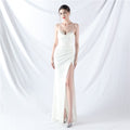 Fishbone vest waist heavy industry craftsmanship beaded tube top sling high-end evening dress