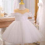 Ballkleider für Kleinkinder, Blumenmädchen, Geburtstag, Gold, Weiß, Taufe, Kommunion, Prinzessin, Festkleid 