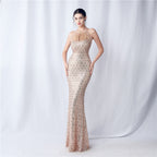Ostrich hair craft beaded plaid beads dinner party annual meeting evening dress