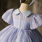 Baby Girl First Communion Dress Princess Party Dress Retro Formal Puff Sleeves Dress