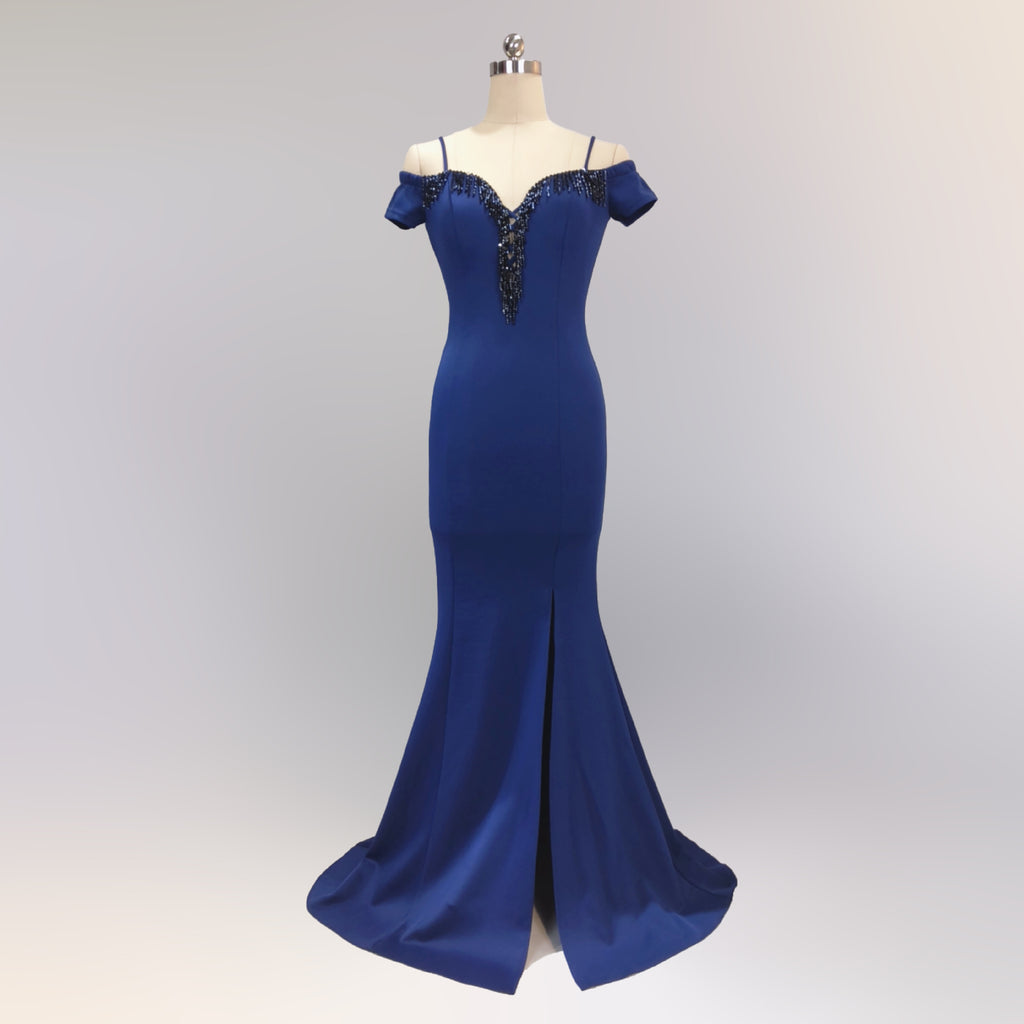 New long and slim bridesmaids evening dress party banquet host performance annual meeting dress