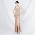 The new celebrity star stunning the audience handmade beaded long evening dress