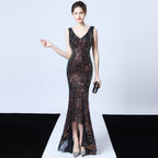 Evening dress V-neck sexy night show socialites party dress dinner dress host
