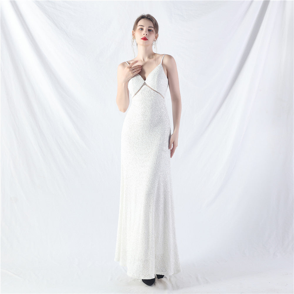 Popular A-shaped pendulum dress can be worn daily sequined long dress