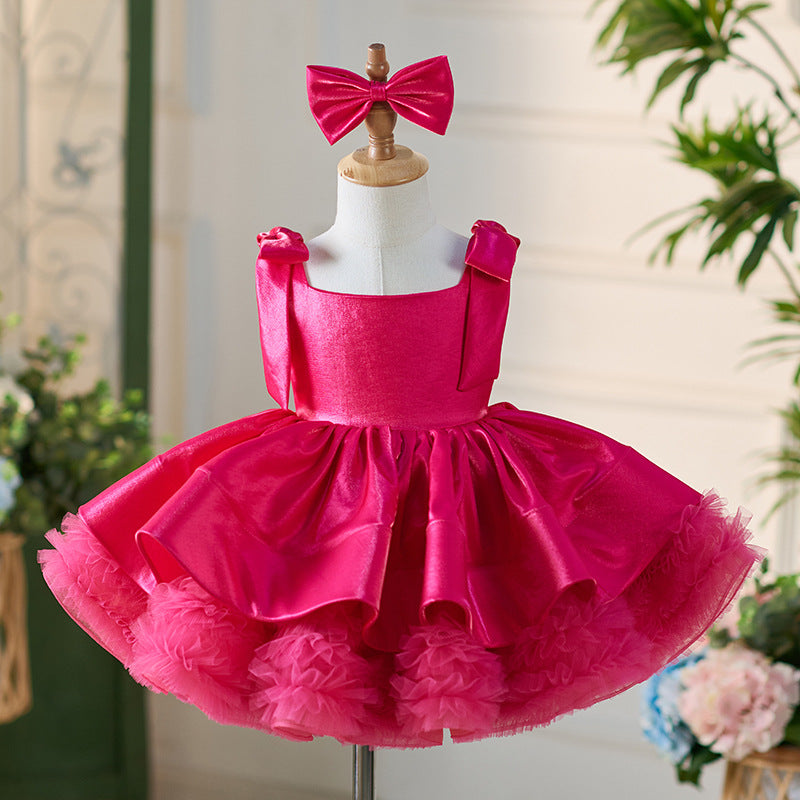 Elegante vestido de primera comunión para niña, vestidos para desfiles de cumpleaños para niñas pequeñas 