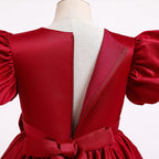 Kommunionkleid für Mädchen, elegant, mit großer Schleife, bauschig, Prinzessinnenkleid, festliches Partykleid 