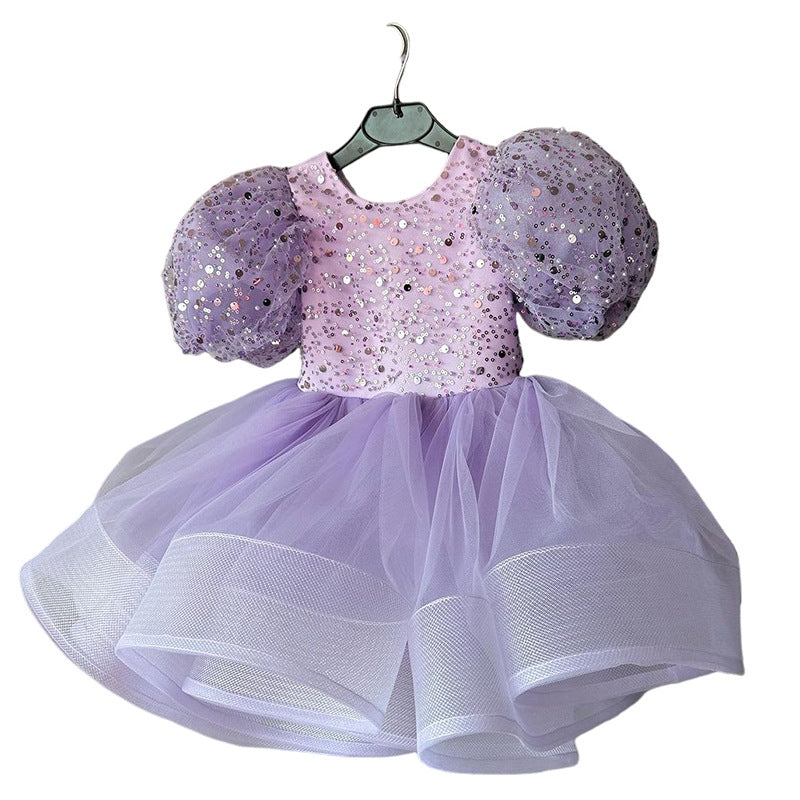 Niedliches Pailletten-Weihnachtskleid für Kleinkinder, Prinzessinnenkleid für die erste Kommunion, Babykleid für Mädchen 