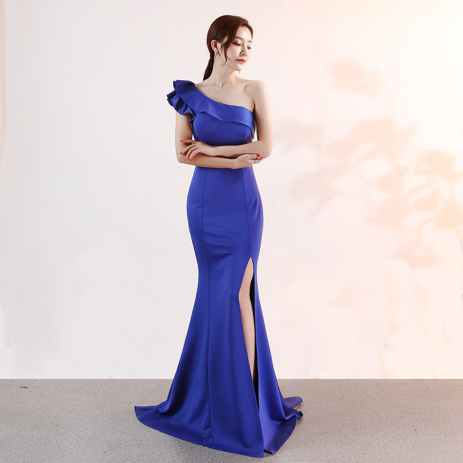 Evening dress women's new banquet elegant and dignified atmosphere pink long sexy and thin fish tail