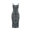 Cami Plunge Cutout Back Slit Print Maxi Dress