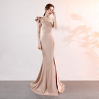 Evening dress women's new banquet elegant and dignified atmosphere pink long sexy and thin fish tail