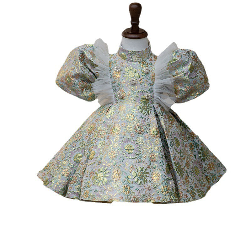 Ballkleider für Kleinkinder, Mädchen, Kommunion, Geburtstag, Festzug, Blumenperlen, Prinzessinnenkleid 