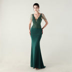 New Bead Lace Bead Embroidery Evening Ceremony, Off-Shoulder Fishtail Dress, Red Carpet Wedding Banquet Dress