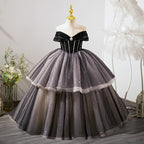 Kleid für kleine Mädchen, Blumenmädchenkleid, Festkleid, Kommunionkleid, schwarzes Paillettenkleid, flauschiges Prinzessinnenkleid 