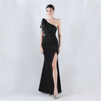 Craft hot diamond lace high-end foreign trade satin evening dress