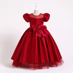 Kommunionkleid für Mädchen, elegant, mit großer Schleife, bauschig, Prinzessinnenkleid, festliches Partykleid 