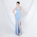 The new celebrity star stunning the audience handmade beaded long evening dress