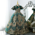 Mädchen Festkleid Kinder Vintage Wunderschönes grünes goldenes Pailletten-Party-Prinzessinnen-Kommunionskleid 