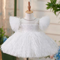 Festliches Federkleid für Mädchen, weiß, flauschig, für Abschlussball, Kommunion, Prinzessinnenkleid 