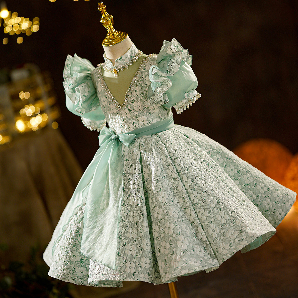 Grünes Paillettenkleid für Babys und Kleinkinder – Prinzessinnenkleid für Geburtstage 