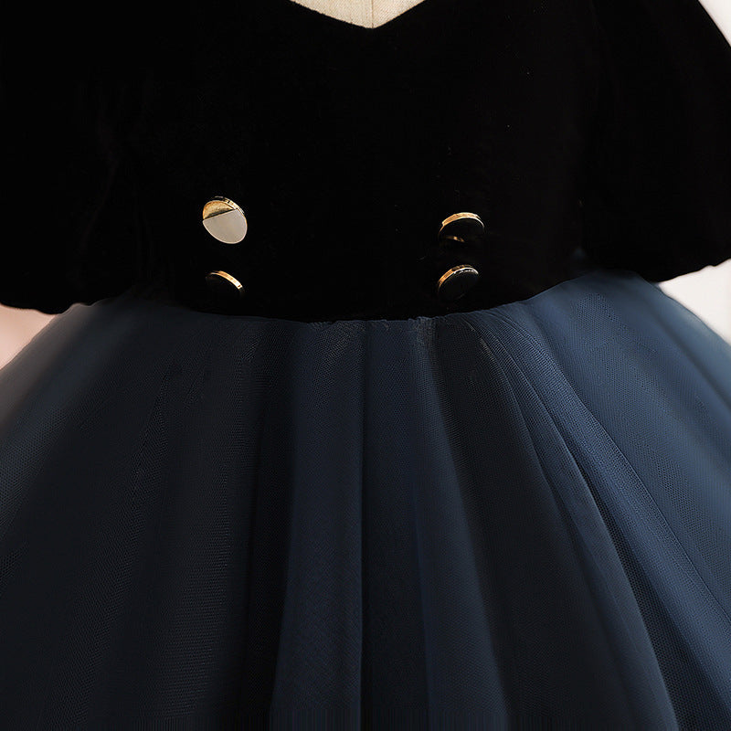 Kommunionkleid für Mädchen, elegantes schwarzes Sommerkleid für Mädchen, festlicher Anlass, Prinzessinnenkleid 