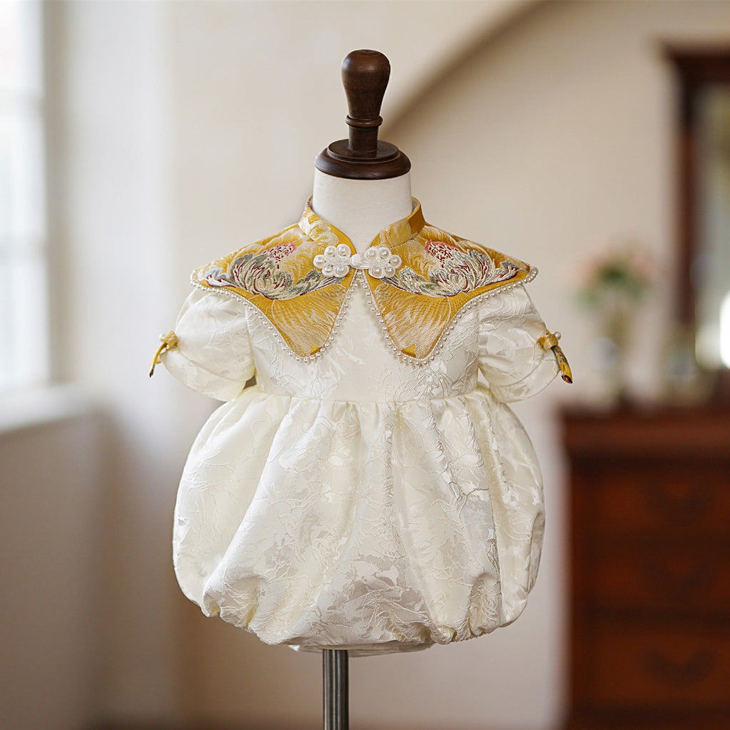 Niedliches Babykleid mit Blumenmuster, Kleinkindkleid für Festlichkeiten, Erstkommunion, Prinzessinnenkleid 