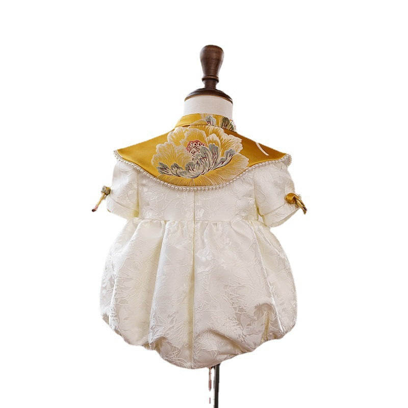 Niedliches Babykleid mit Blumenmuster, Kleinkindkleid für Festlichkeiten, Erstkommunion, Prinzessinnenkleid 