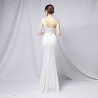 Heavy Craft Colorful Beads Celebrities Party Party Dress Sexy Long Skinny Toast Bride