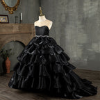 Vestido de comunión para niña, vestido negro de lujo para fiesta de cumpleaños, vestido esponjoso. 