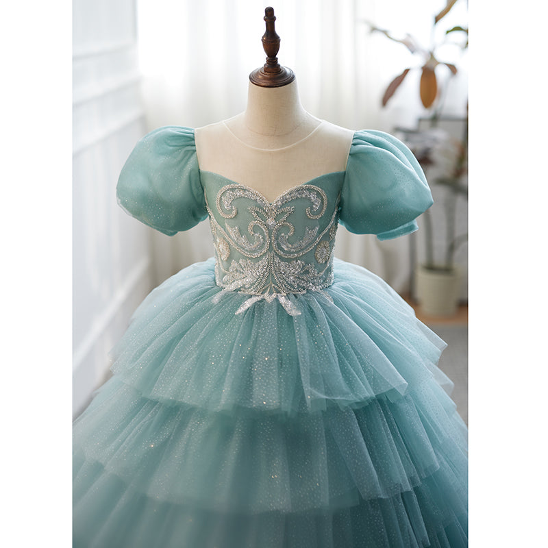 Vestido para niñas de flores, vestido para desfile infantil, vestido de pastel, vestido de comunión formal esponjoso para cumpleaños 
