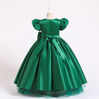 Kommunionkleid für Mädchen, elegant, mit großer Schleife, bauschig, Prinzessinnenkleid, festliches Partykleid 
