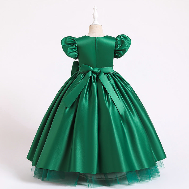 Kommunionkleid für Mädchen, elegant, mit großer Schleife, bauschig, Prinzessinnenkleid, festliches Partykleid 