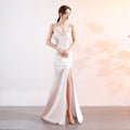 Sling deep V party dress new long sexy slim split performance celebrity evening wear