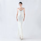 New waist fish bone shaping positioning flower beads live streaming host sexy bead suspender evening dress