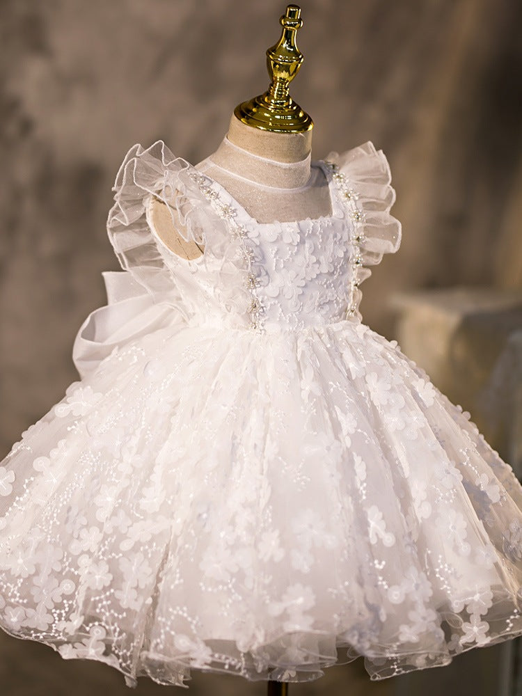 Vestidos de niña de las flores Vestido de princesa formal elegante con volantes y abullonado Vestido de primera comunión 