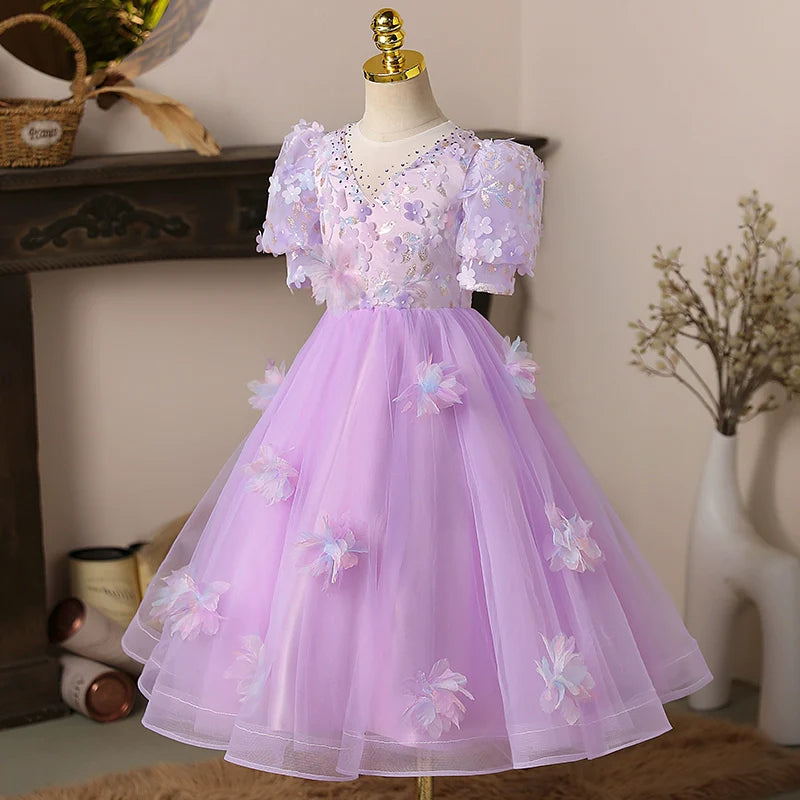 Lindo vestido de primera comunión para niña, vestido de princesa para cumpleaños de niña pequeña 