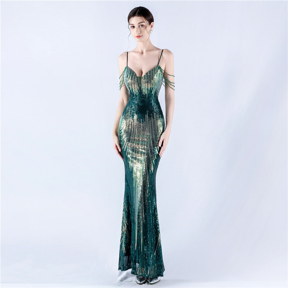 New dress positioning flower bead sheet craft bead suspender evening dress