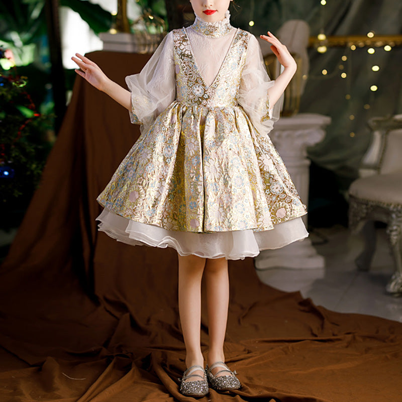 Vestido de niña de las flores para comunión, retro, con flores, estilo princesa, para fiesta de cumpleaños 