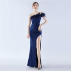 New craftsmanship Order ostrich hair party dinner performance etiquette evening dress