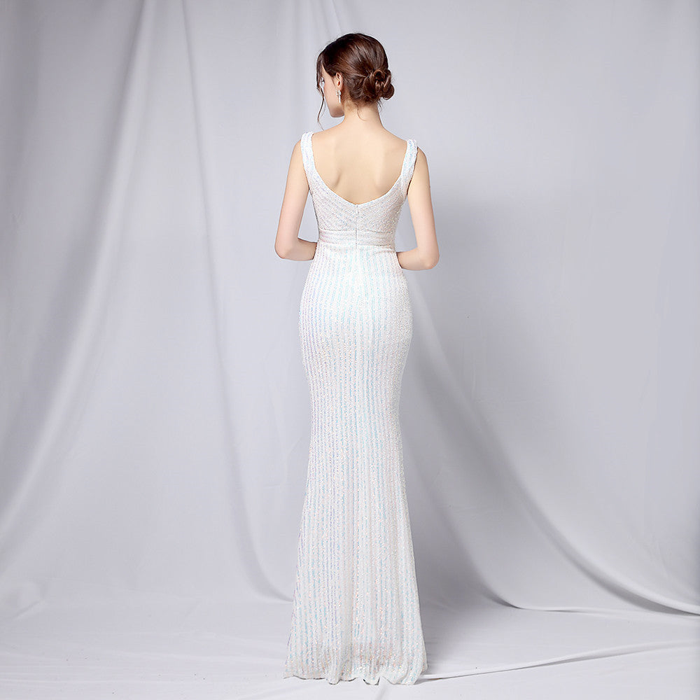New sequined fishtail dress performance Internet celebrity event banquet etiquette evening dress