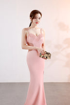 Sling deep V party dress new long sexy slim split performance celebrity evening wear