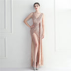Handmade beaded dress celebrity car model dinner performance long evening dress