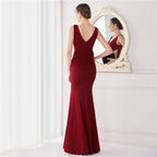 Craft hot diamond model fishtail banquet elegant temperament annual meeting host car model party long dress