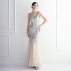 Bead mesh yarn craft bead ordering evening dress long style banquet slim evening dress temperament elegant long style
