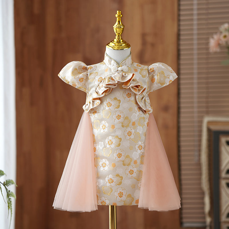 Vestido de niña de las flores, vestido formal para desfile, comunión, vestido de princesa con estampado retro 
