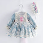 Kleinkind-Abendkleid, Lolita-Kleid für kleine Mädchen, Spitze, Blumenmuster, Puffärmelkleid, Kommunionskleid, Blumenmädchenkleid, Prinzessinnenkleid 