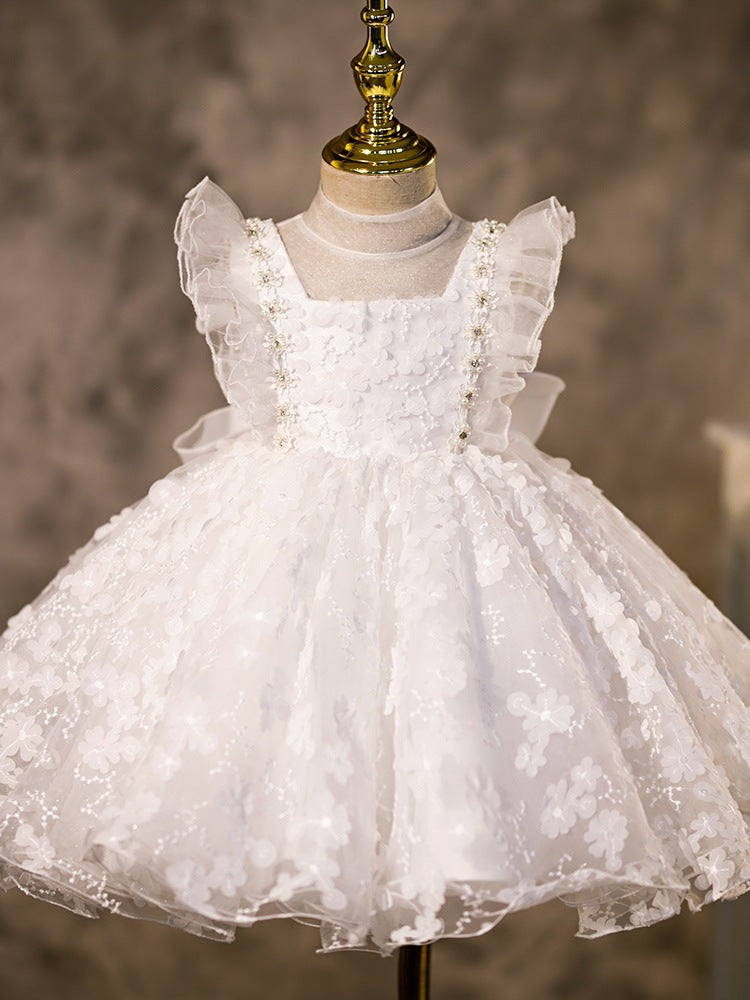 Vestidos de niña de las flores Vestido de princesa formal elegante con volantes y abullonado Vestido de primera comunión 