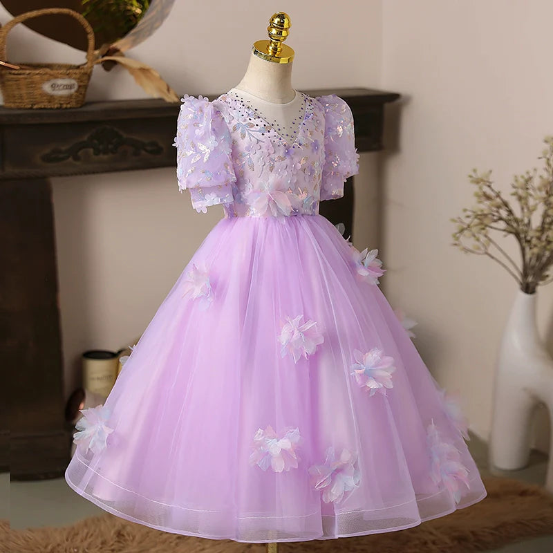 Lindo vestido de primera comunión para niña, vestido de princesa para cumpleaños de niña pequeña 