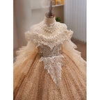 Vestido de princesa con lentejuelas y cuentas para fiesta de cumpleaños de comunión de niña pequeña 
