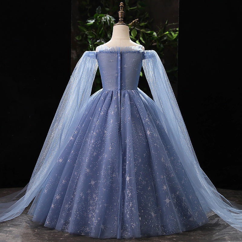 Ballkleider für Kleinkinder, Blumenmädchen, Sommer, Blau, formell, Grau, bauschig, Kommunion, Prinzessinnenkleid 