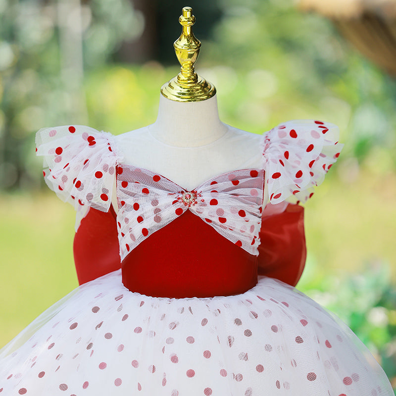Babykleid für Mädchen, Kleinkind, gepunktet, Gartenkleid, Hochzeit, Kommunion, Prinzessinnenkleid 